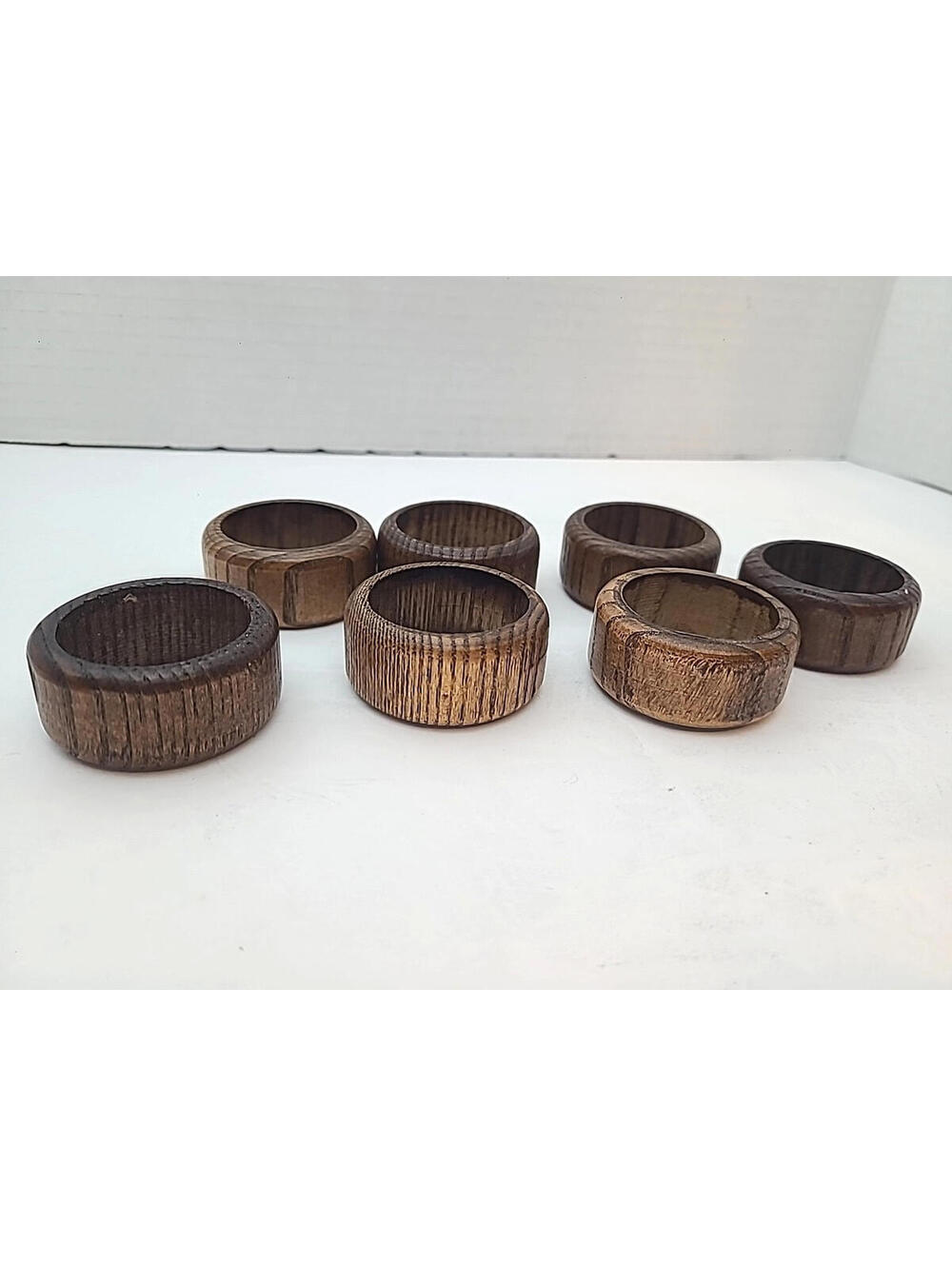 Vintage Wooden Rustic Farmhouse Round Napkin Rings Set Of 7